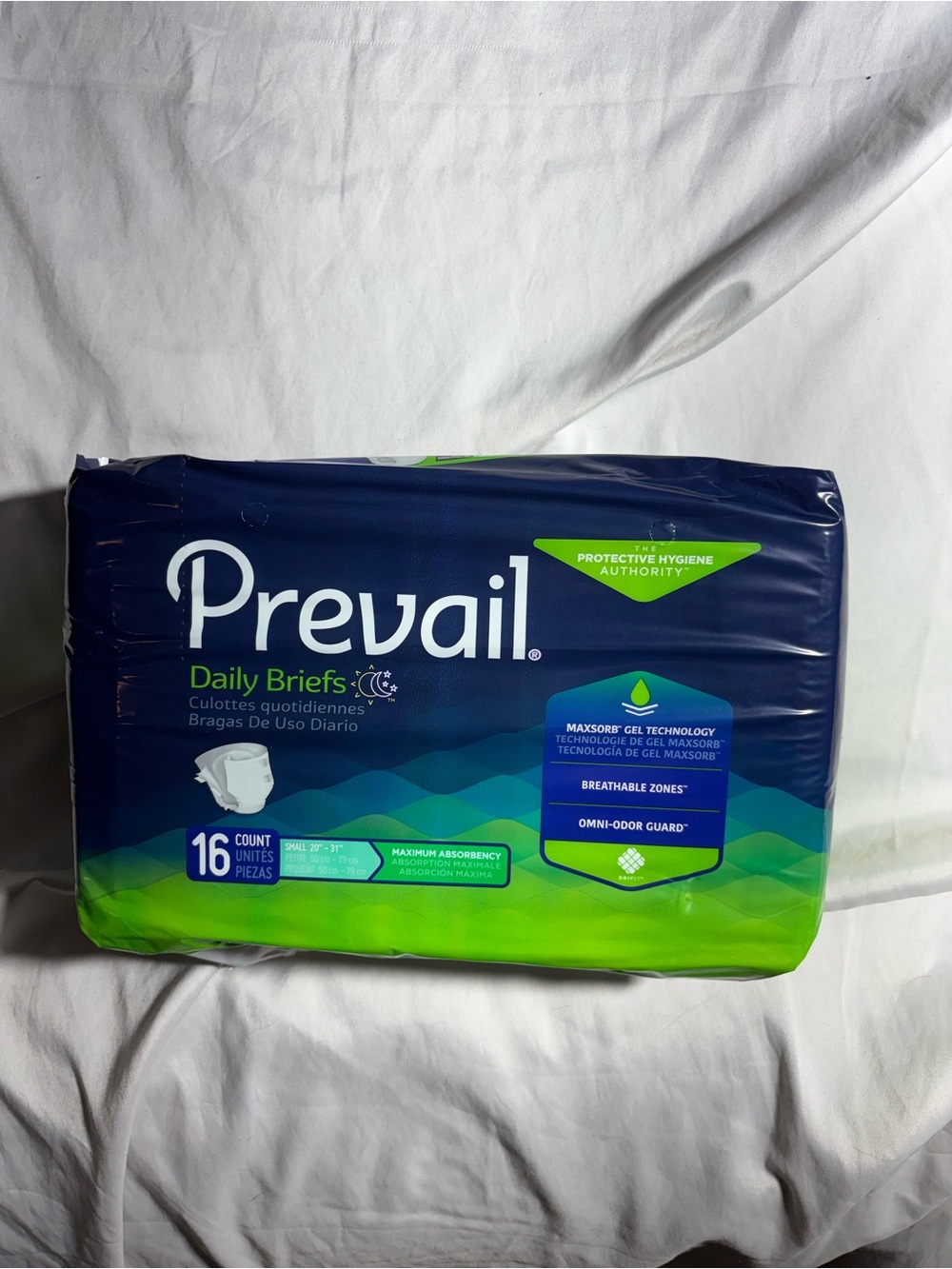 Prevail Daily Briefs Incontinence Briefs - Navy & Green